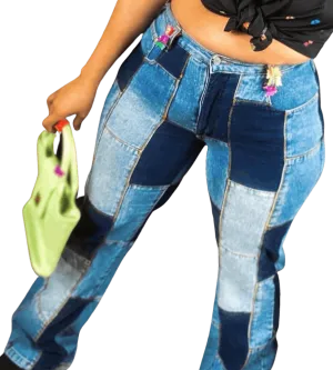 00's/90's Style Patchwork Denim Jeans