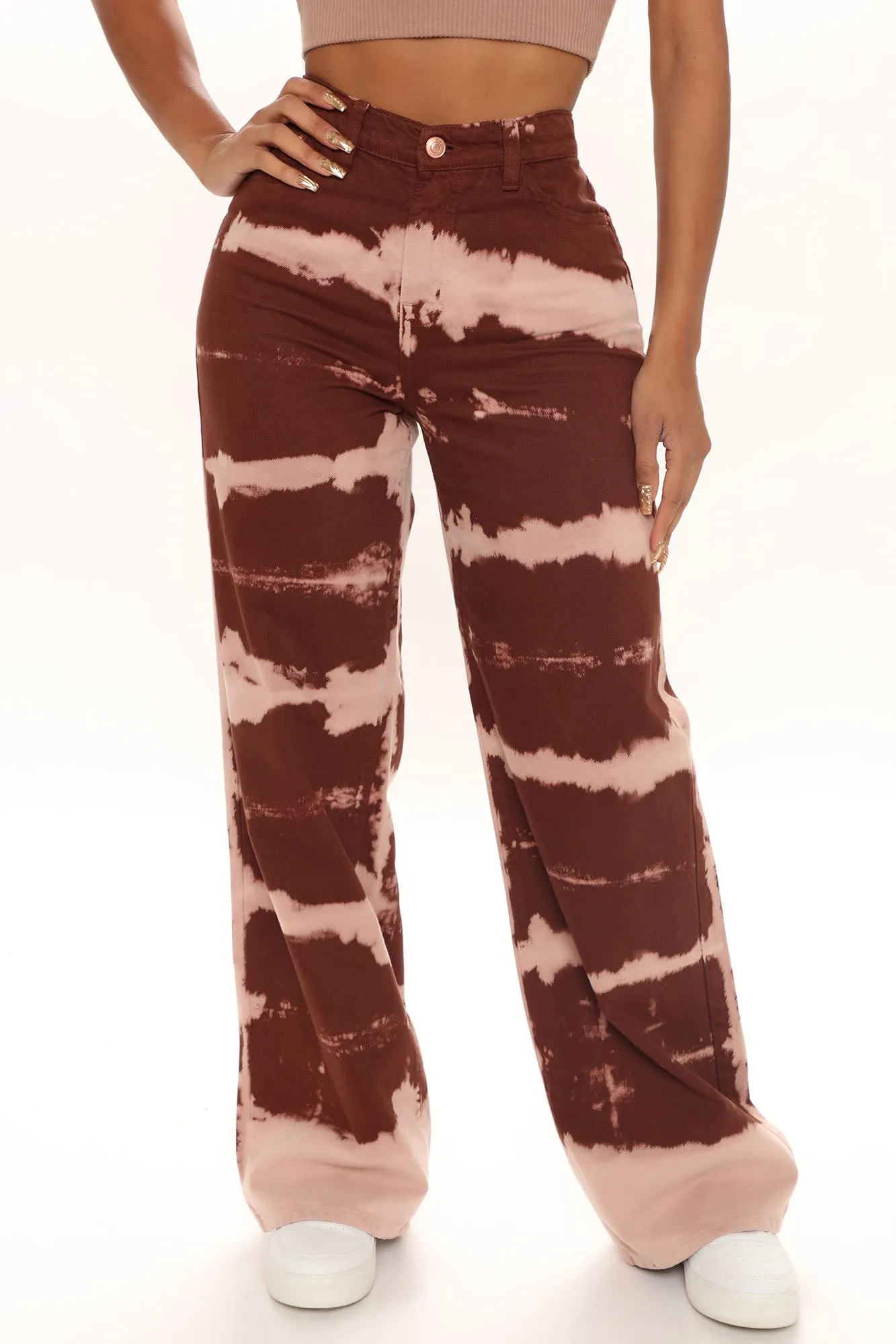 Always Vibin' Tie Dye Skater Jeans - Brown