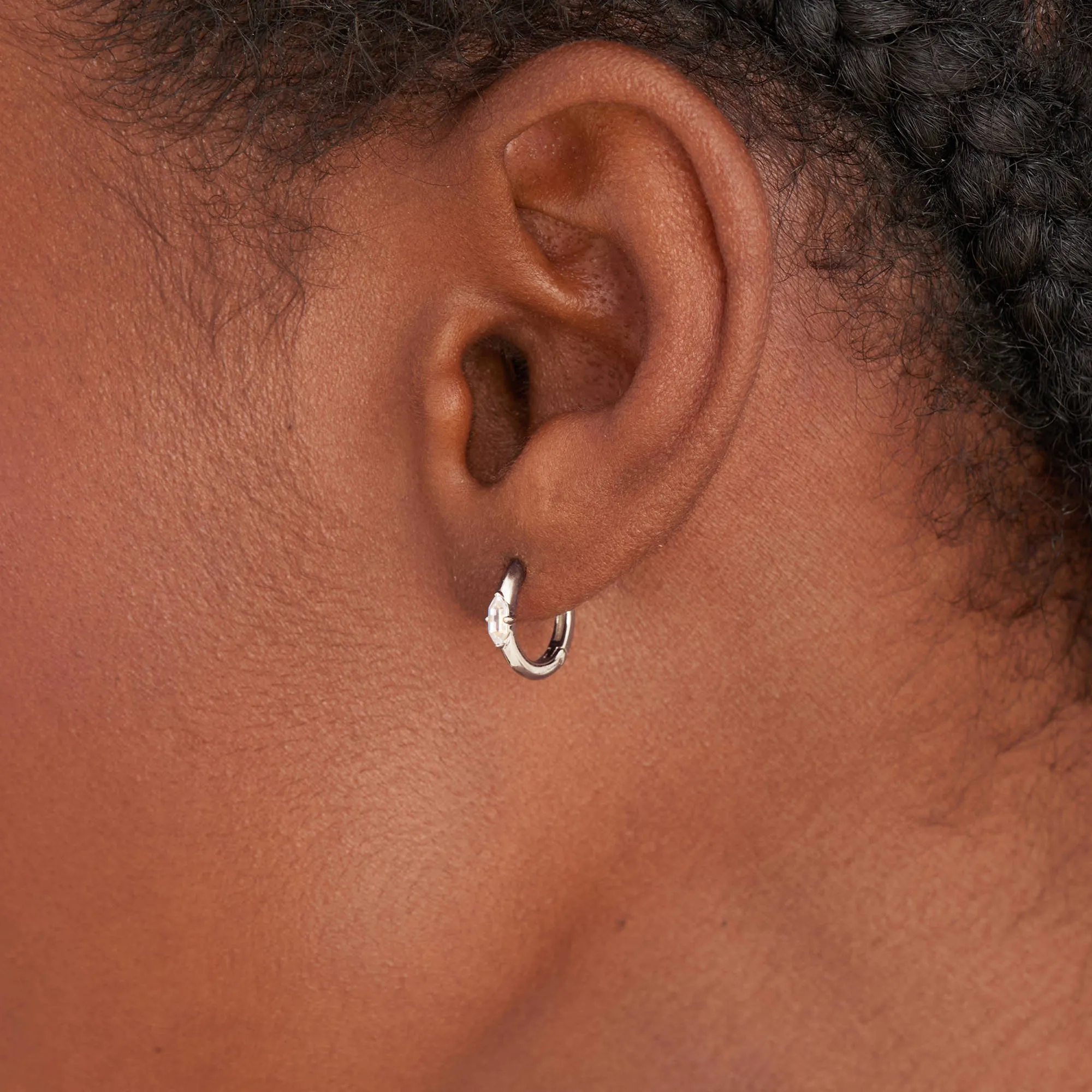Ania Haie Silver Sparkle Emblem Huggie Hoop Earrings