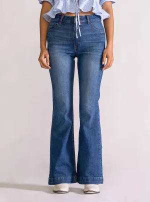 Boogie Wonderland Bell Bottom Jeans, Azul Claro