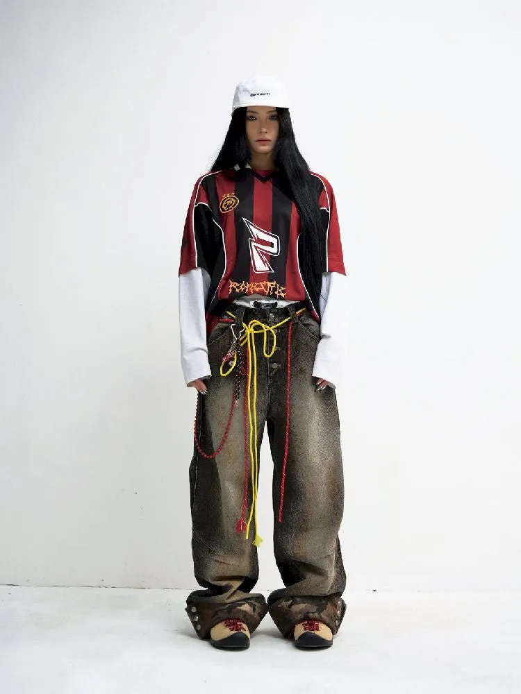Camouflage Patchwork Straight Jeans【s0000010447】