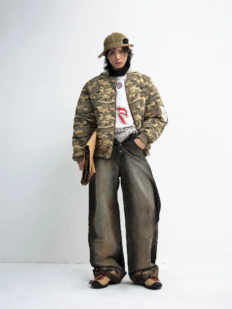 Camouflage Patchwork Straight Jeans【s0000010447】