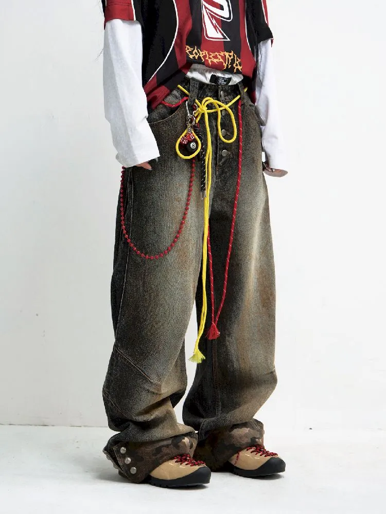 Camouflage Patchwork Straight Jeans【s0000010447】
