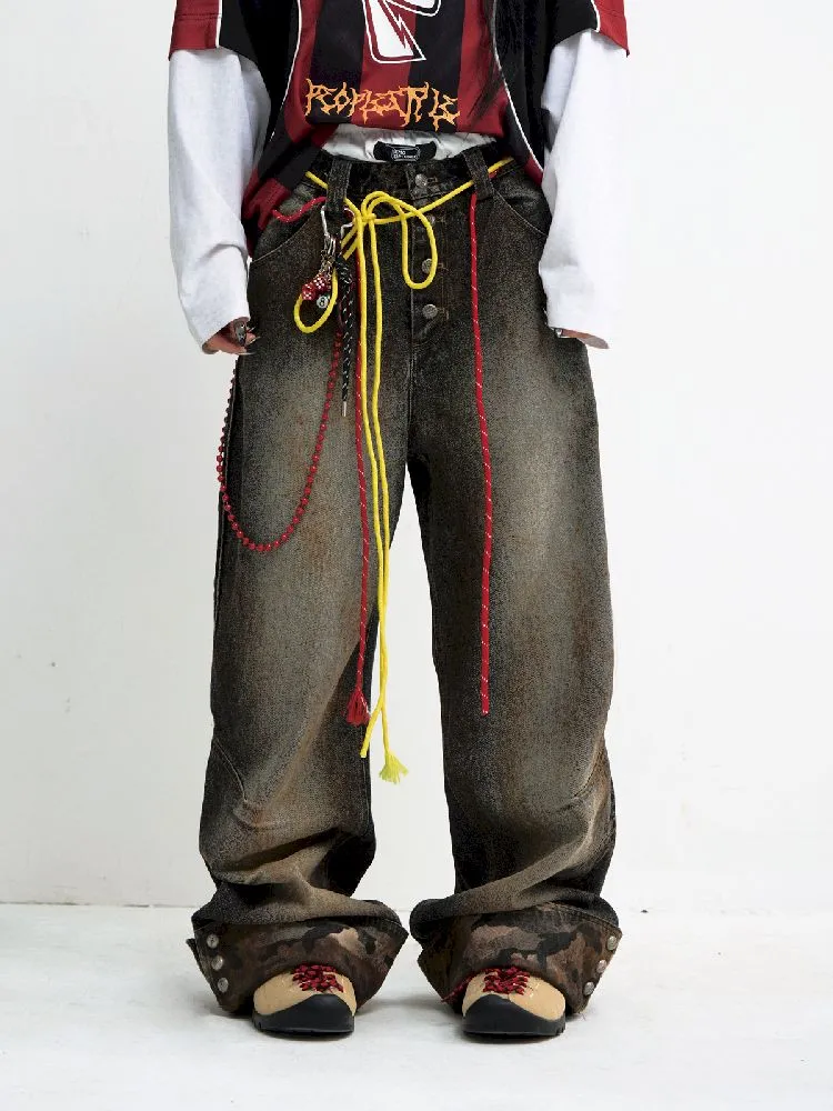 Camouflage Patchwork Straight Jeans【s0000010447】