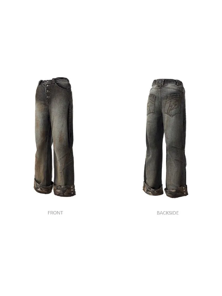 Camouflage Patchwork Straight Jeans【s0000010447】