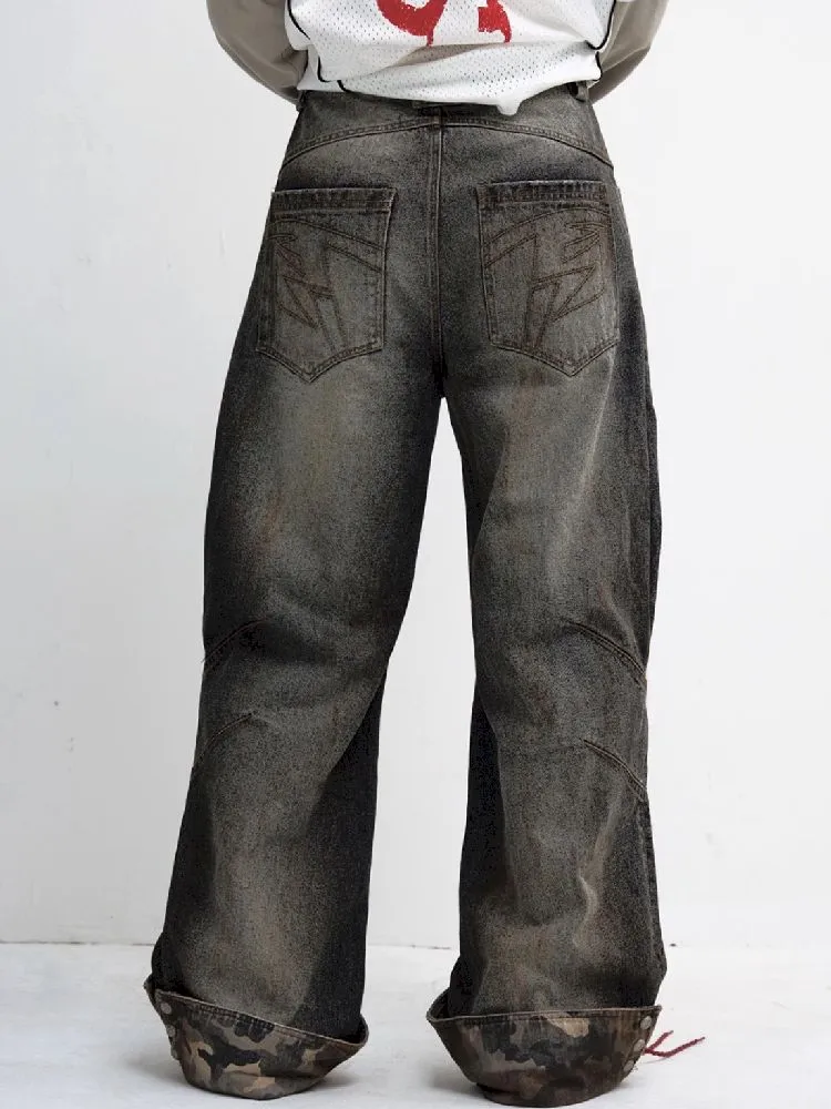Camouflage Patchwork Straight Jeans【s0000010447】