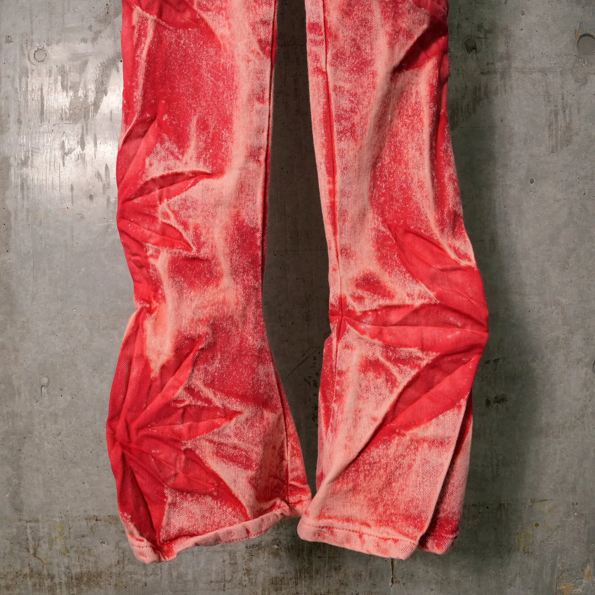 FLOWER BELL BOTTOM ASYMMETRIC SKINNY JEANS / WEATHERED RED