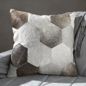 Geometric Grey Patchwork Hide Throw Cushion