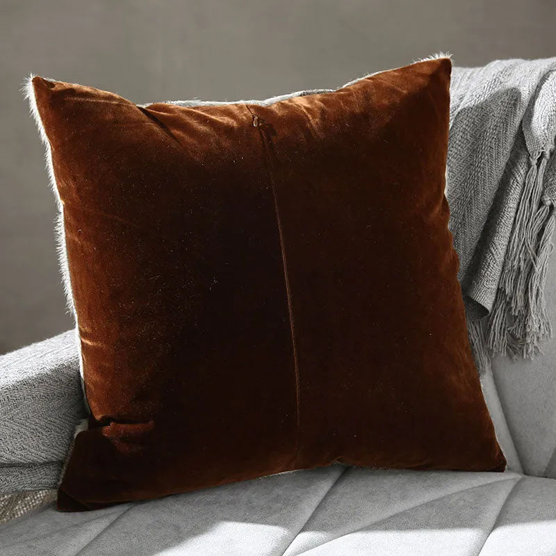 Geometric Grey Patchwork Hide Throw Cushion