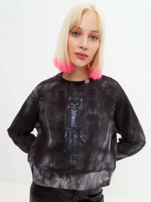 Grey Printed Sweatshirt ROCKER CAT