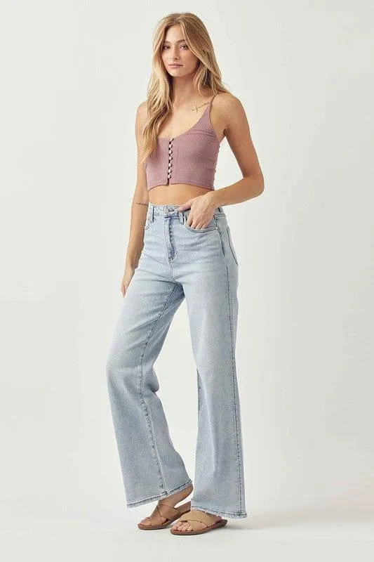 High Wise wide leg jeans in light was