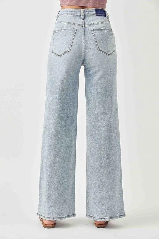 High Wise wide leg jeans in light was