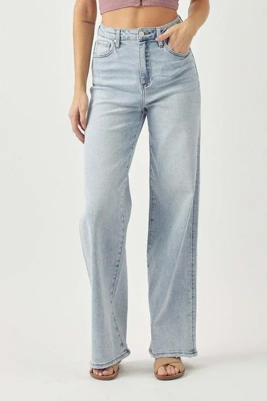 High Wise wide leg jeans in light was