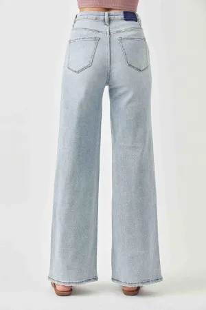 High Wise wide leg jeans in light was