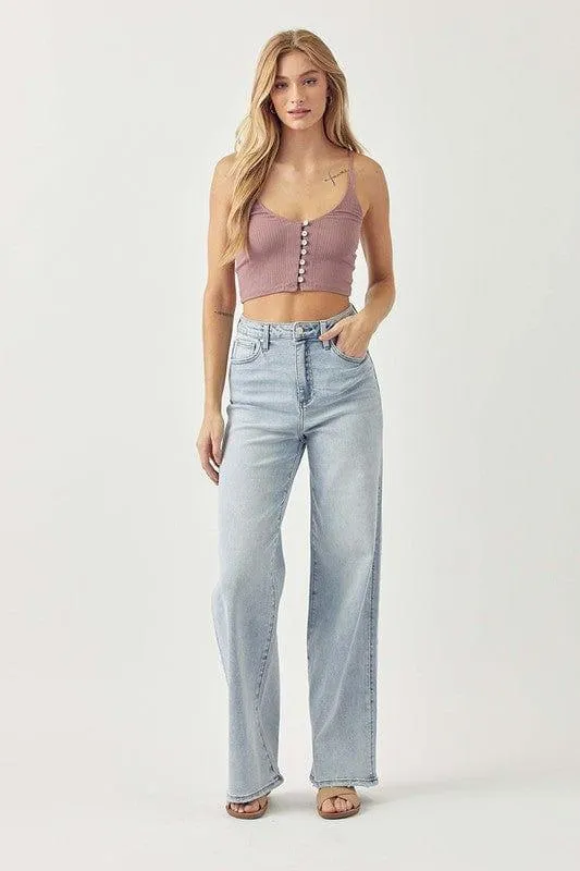 High Wise wide leg jeans in light was