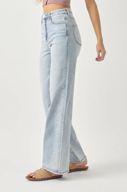 High Wise wide leg jeans in light was