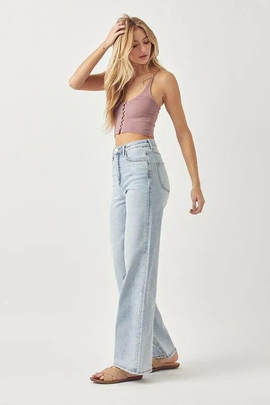 High Wise wide leg jeans in light was