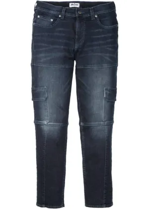 John Baner Jeanswear straight skinny stretch cargo jeans, blue
