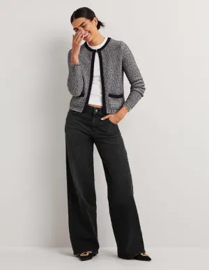 Low Rise Wide Leg Jeans-Black