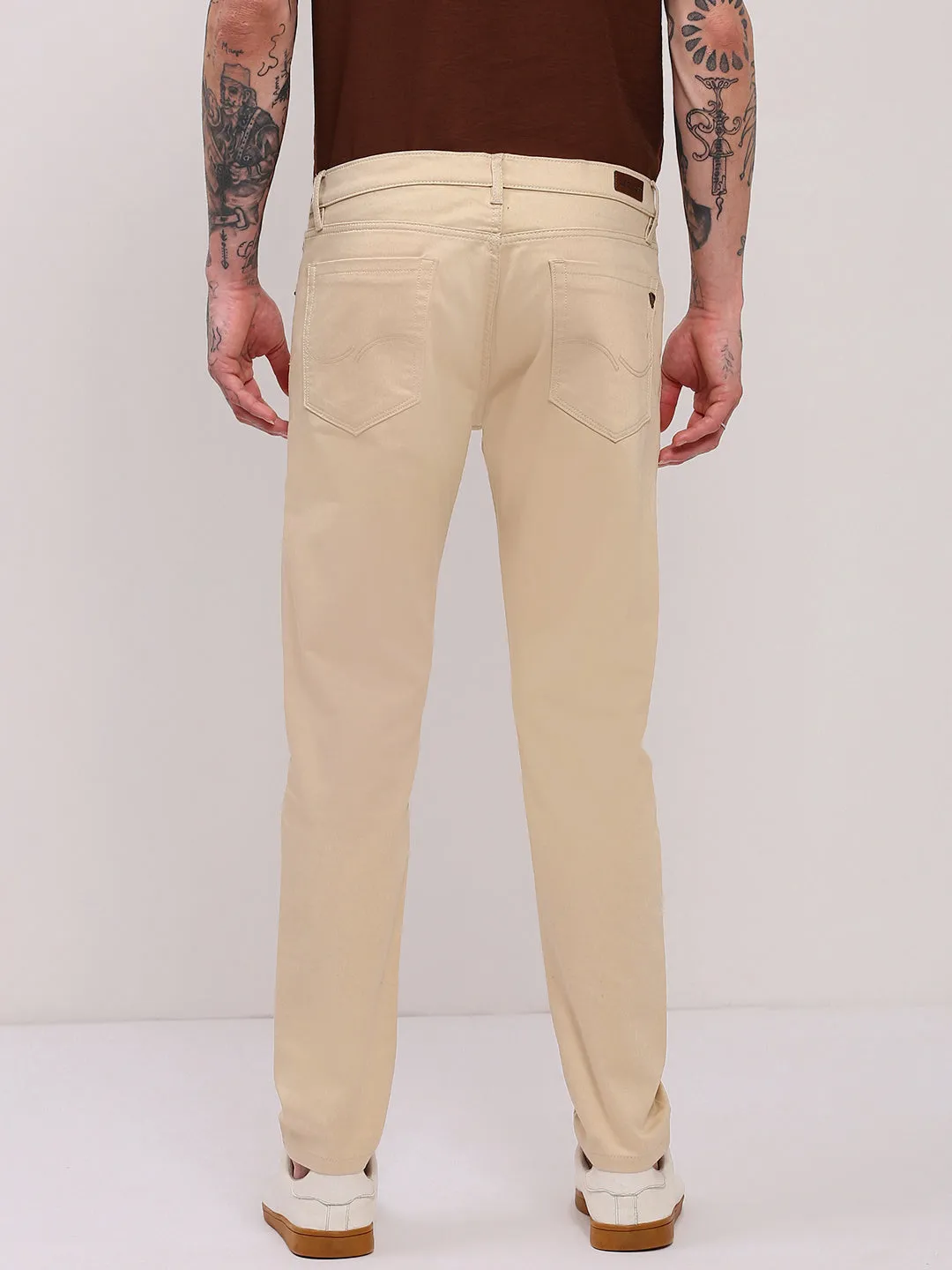 Men Beige Low-Rise Slim Fit Jeans