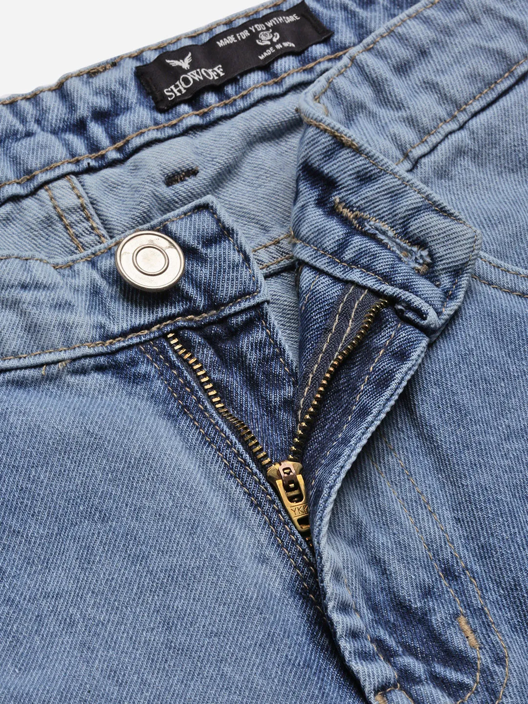 Men Blue Straight Fit Low-Rise Jeans