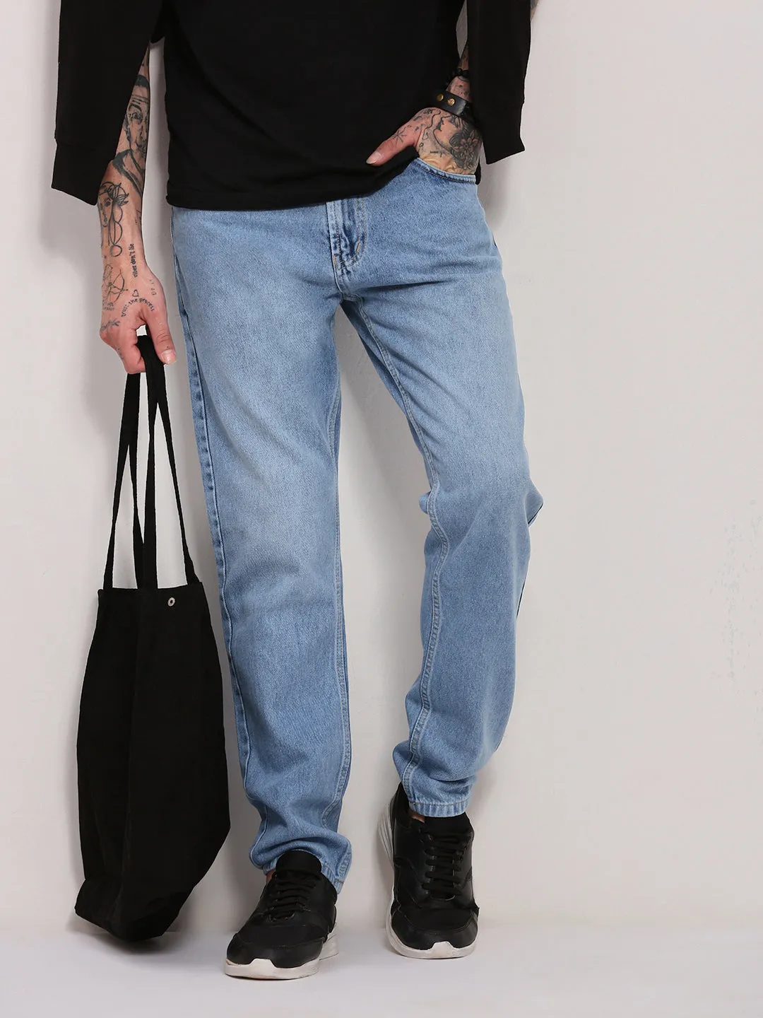 Men Blue Straight Fit Low-Rise Jeans