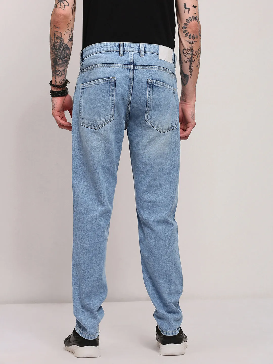Men Blue Straight Fit Low-Rise Jeans