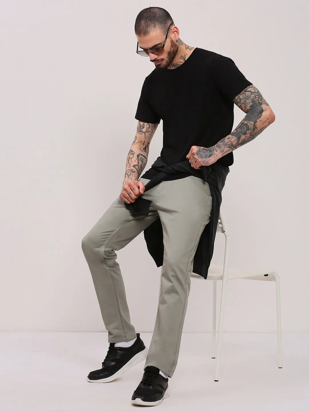 Men Green Slim Fit Low-Rise Jeans
