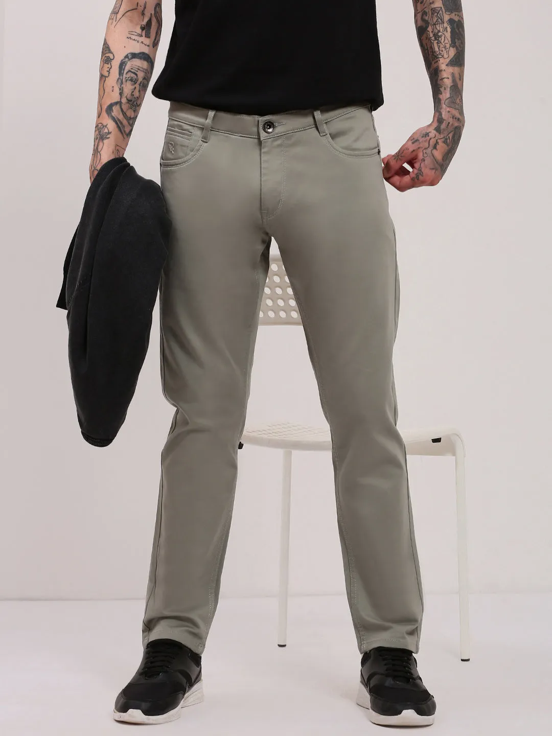 Men Green Slim Fit Low-Rise Jeans