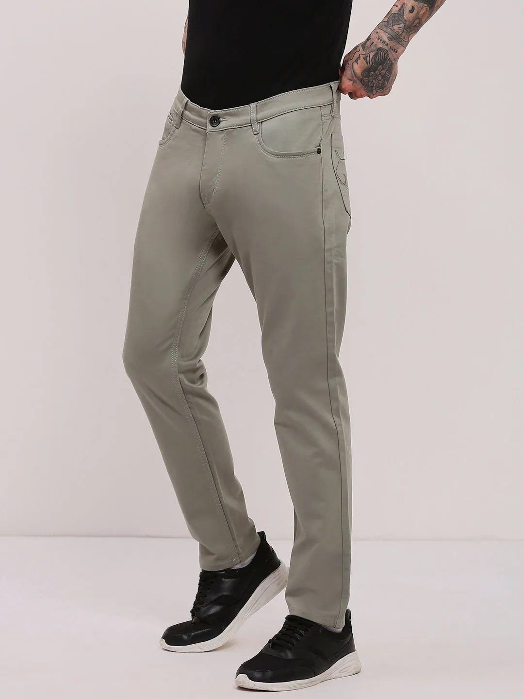 Men Green Slim Fit Low-Rise Jeans