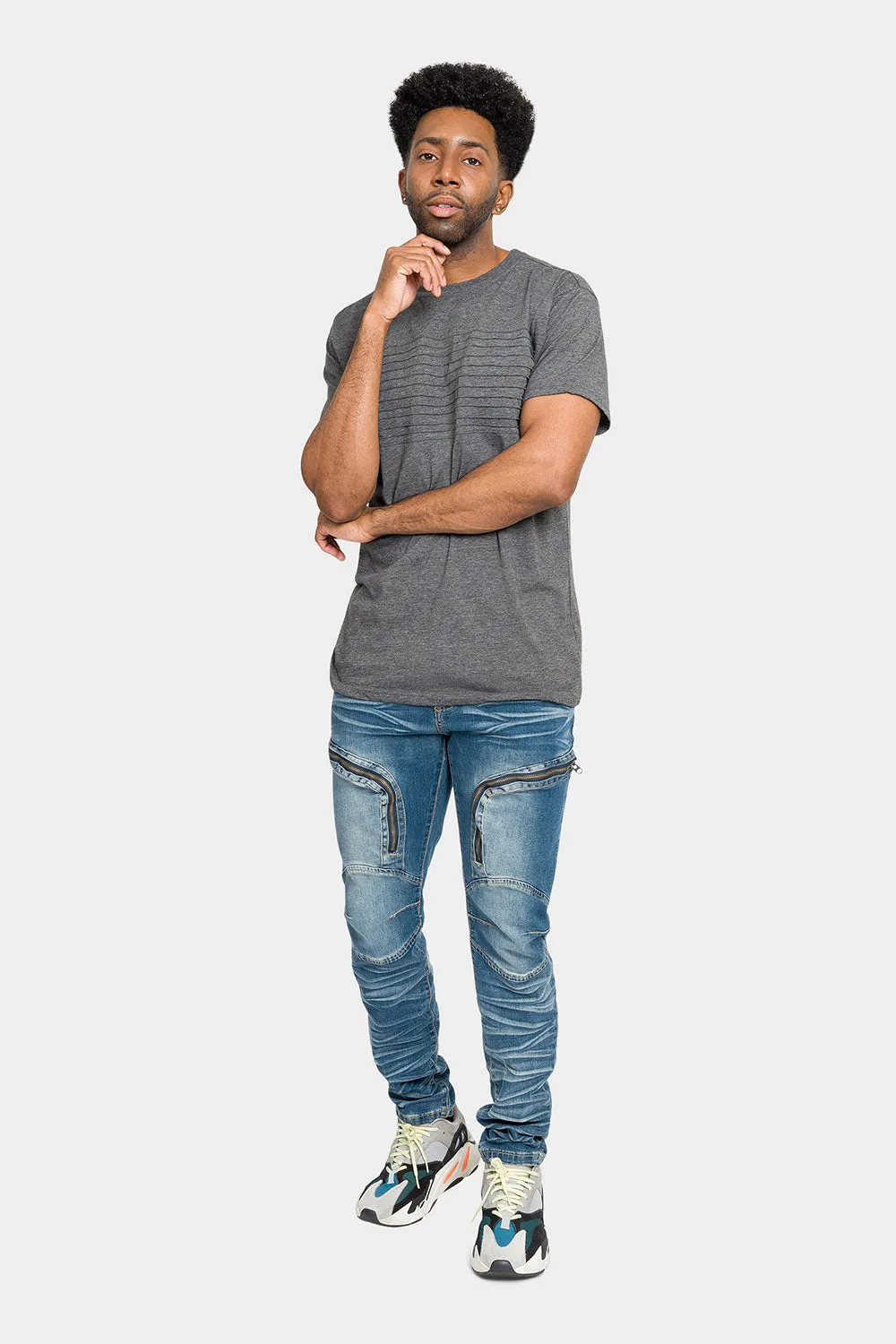 Moto Zipped Skinny Cargo Denim Jeans