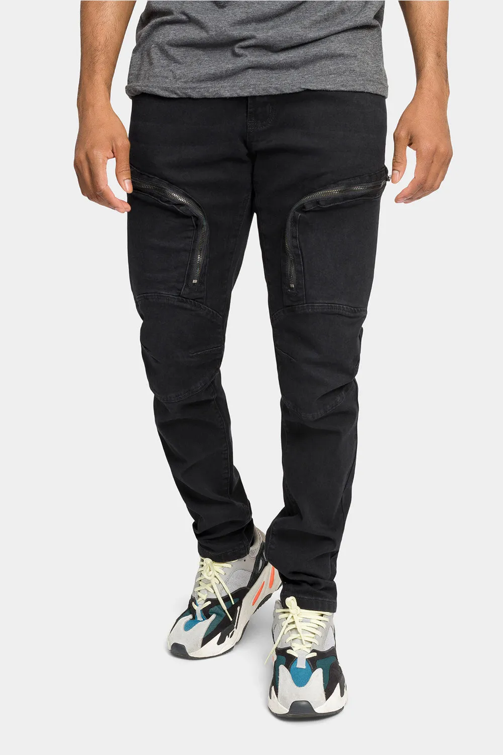 Moto Zipped Skinny Cargo Denim Jeans