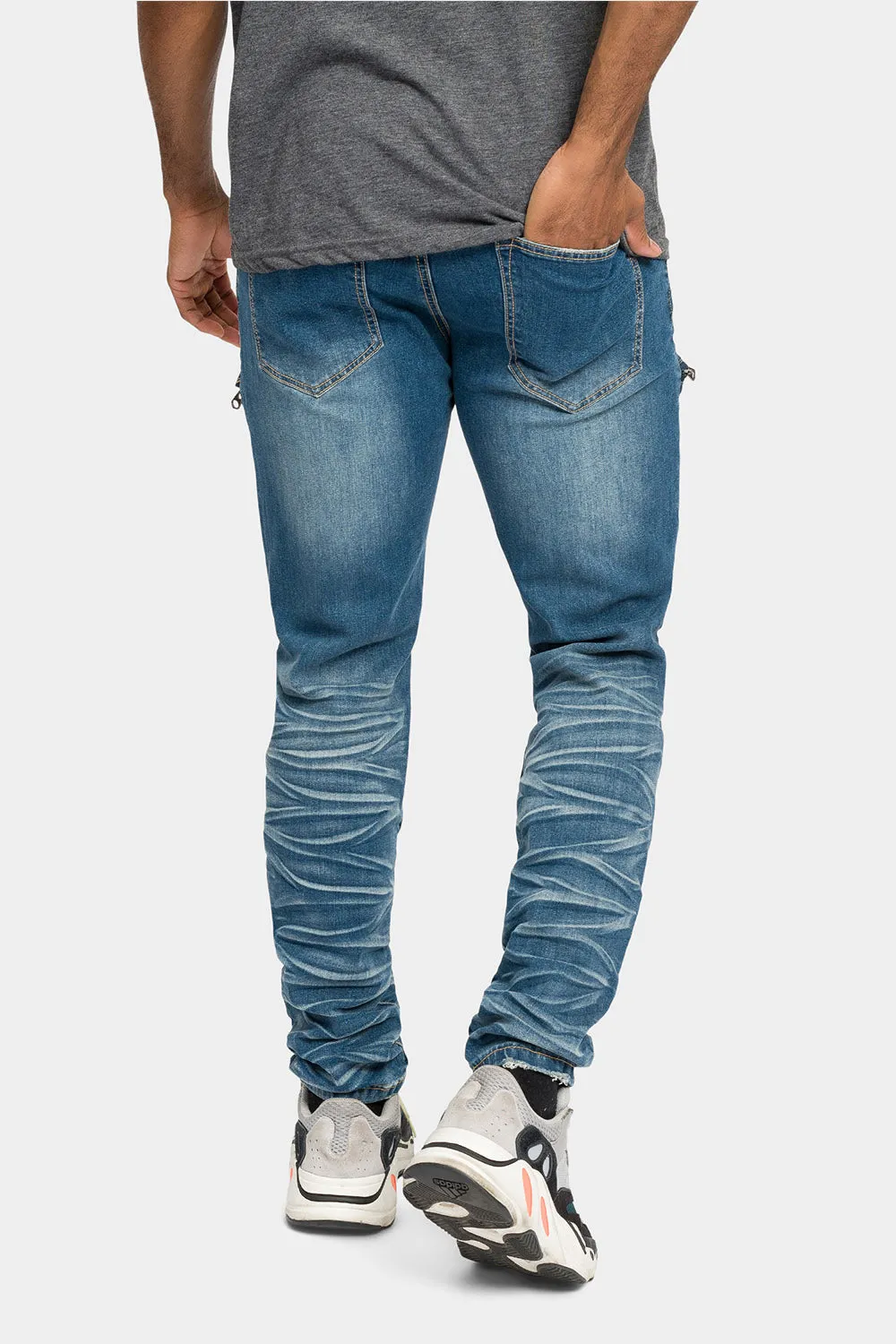 Moto Zipped Skinny Cargo Denim Jeans