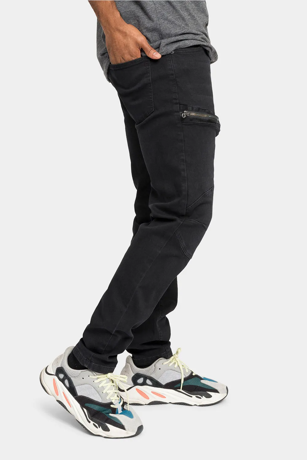 Moto Zipped Skinny Cargo Denim Jeans
