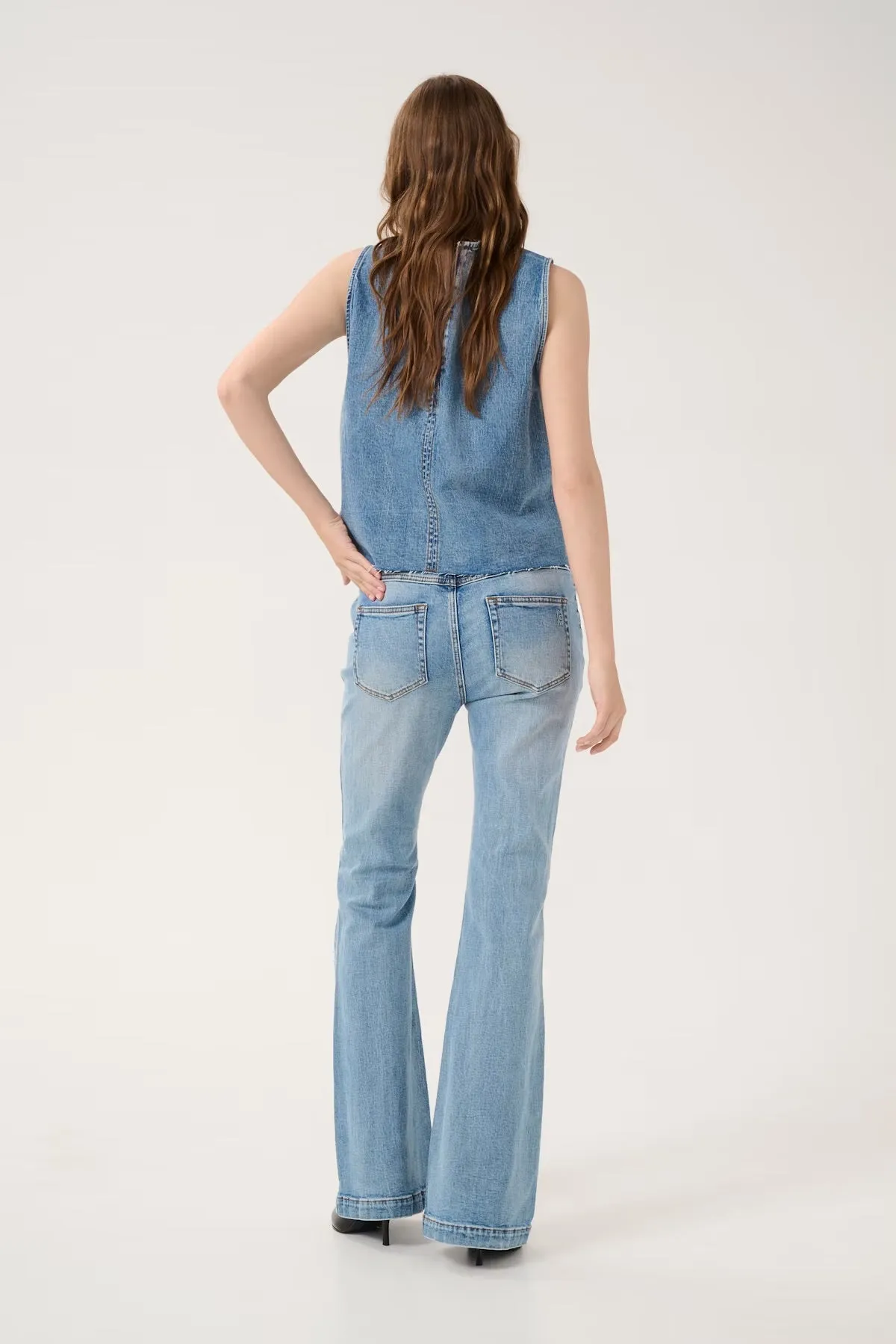 My Essential Wardrobe Dango High Waist Bootcut Light Blue Retro Wash