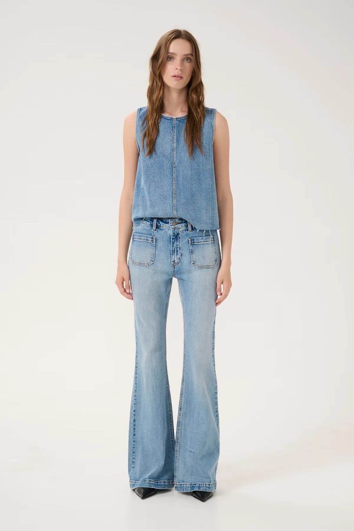 My Essential Wardrobe Dango High Waist Bootcut Light Blue Retro Wash