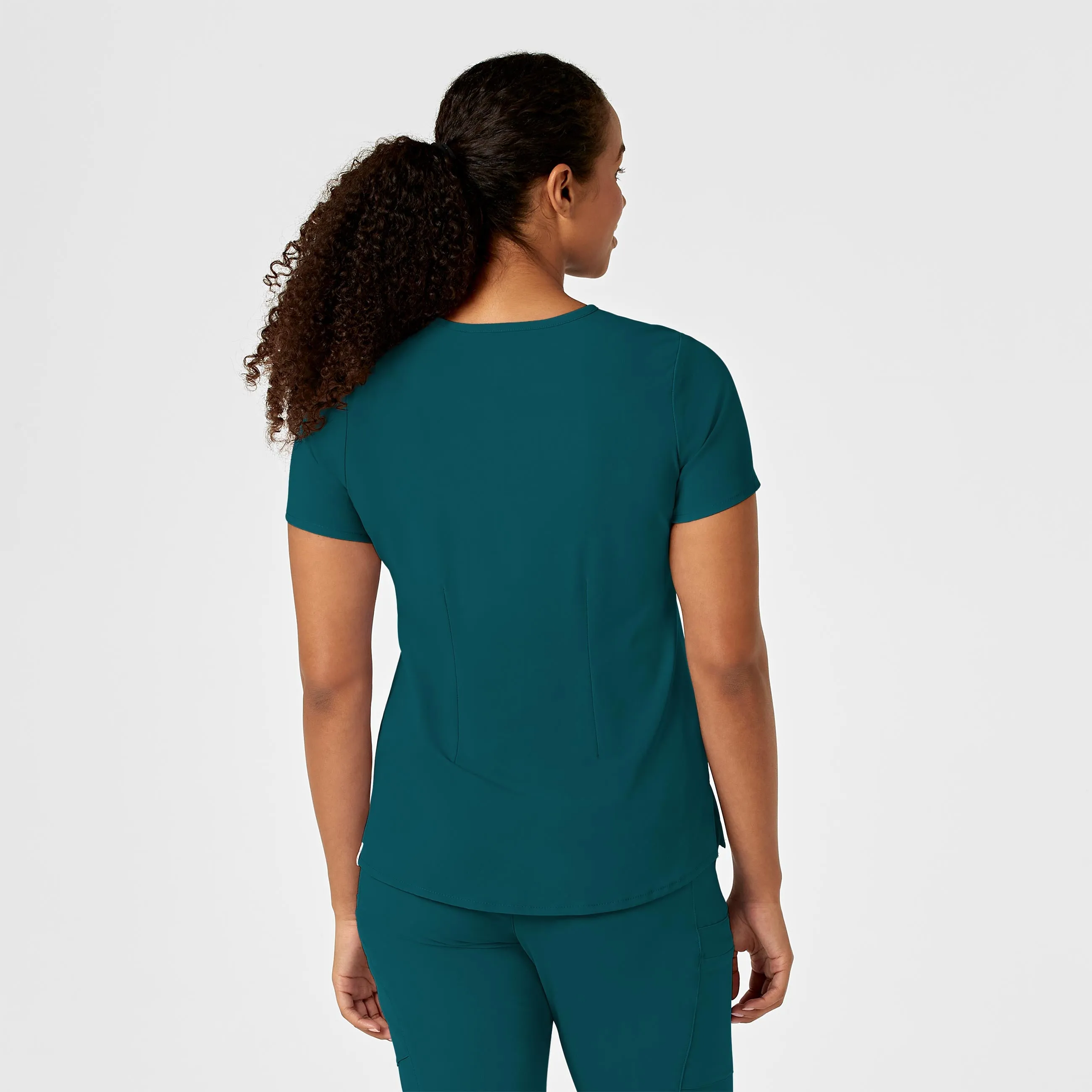 RENEW Women's Mandarin Collar Tuck-In Scrub Top - Caribbean Blue