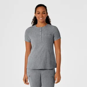 RENEW Women's Mandarin Collar Tuck-In Scrub Top - Grey Heather