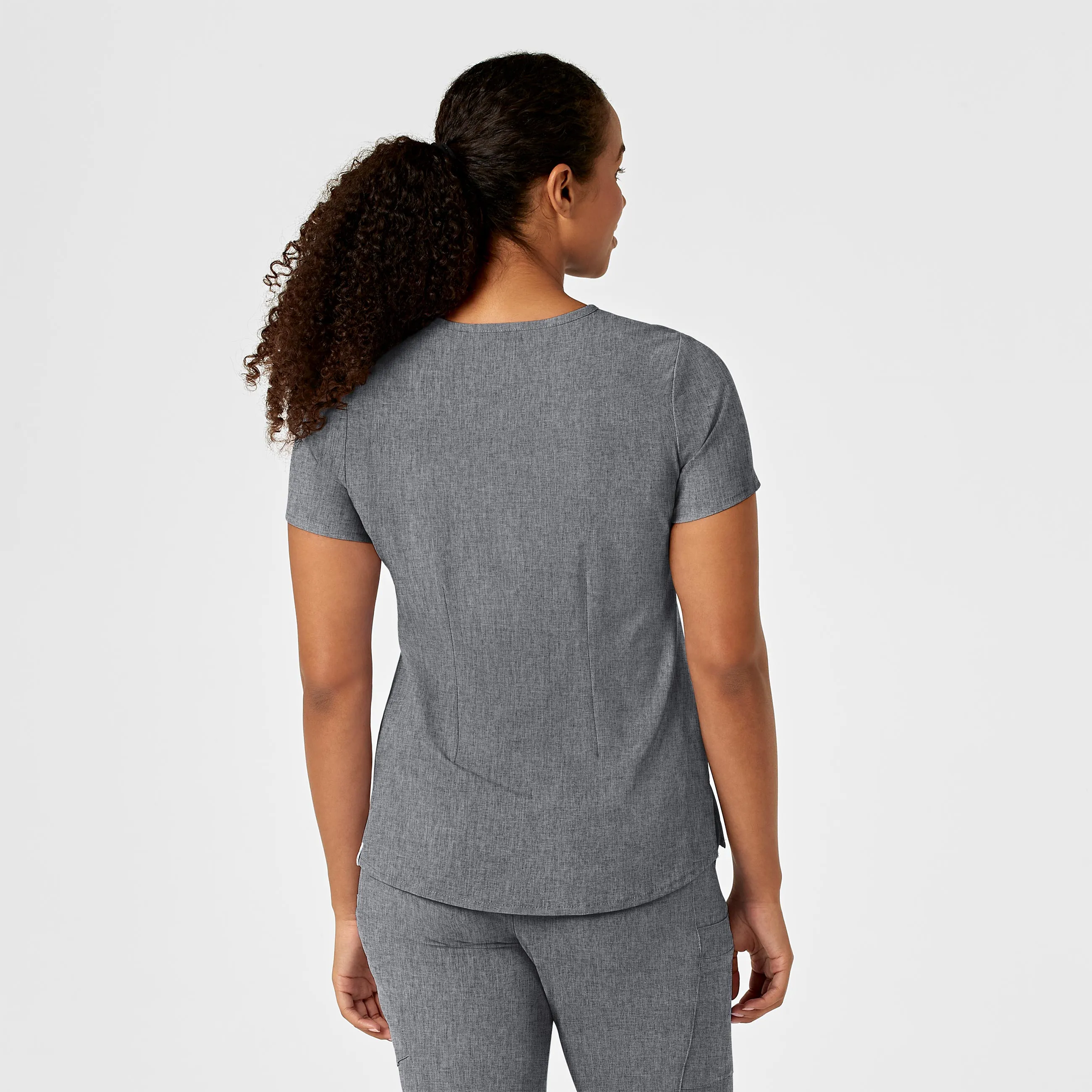 RENEW Women's Mandarin Collar Tuck-In Scrub Top - Grey Heather