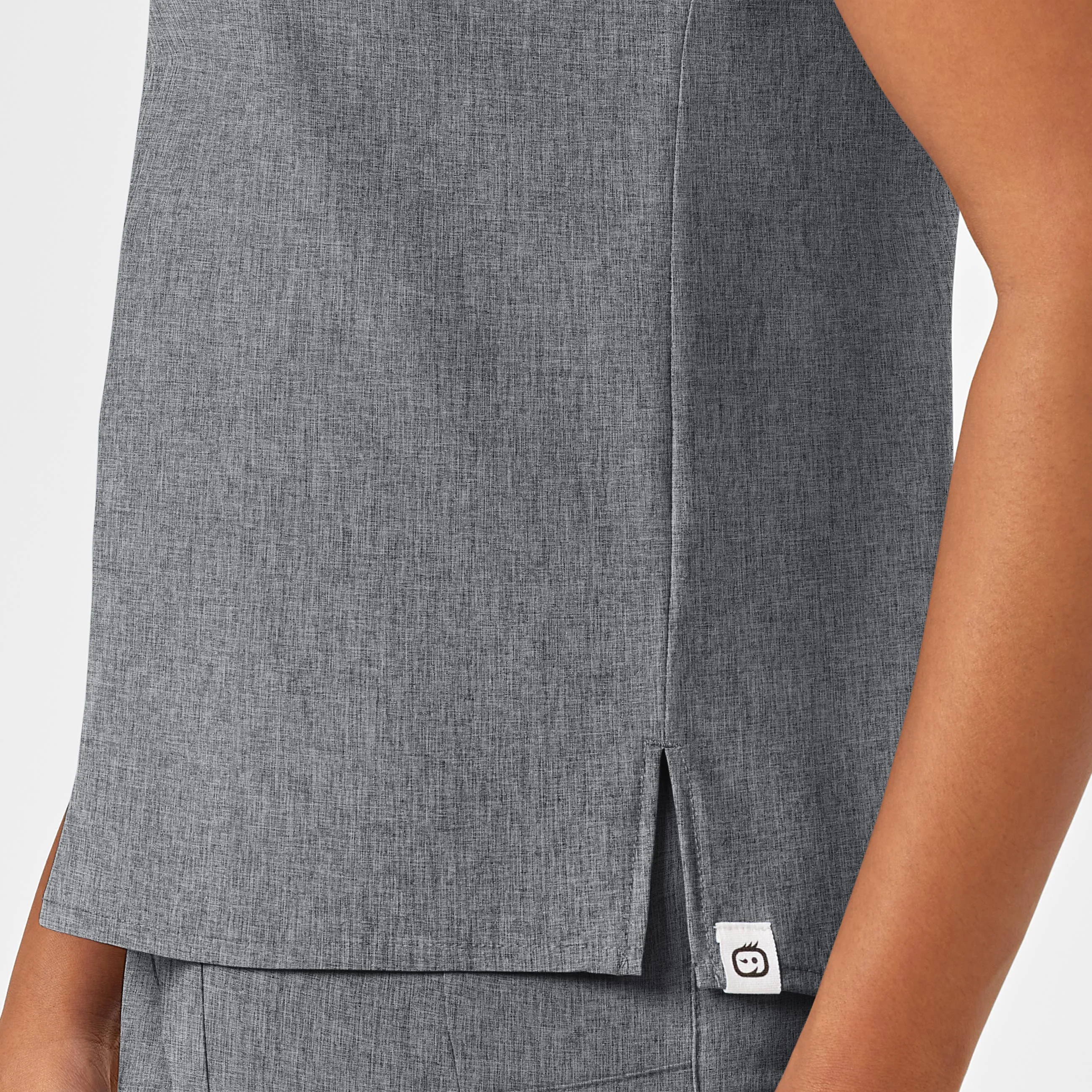 RENEW Women's Mandarin Collar Tuck-In Scrub Top - Grey Heather