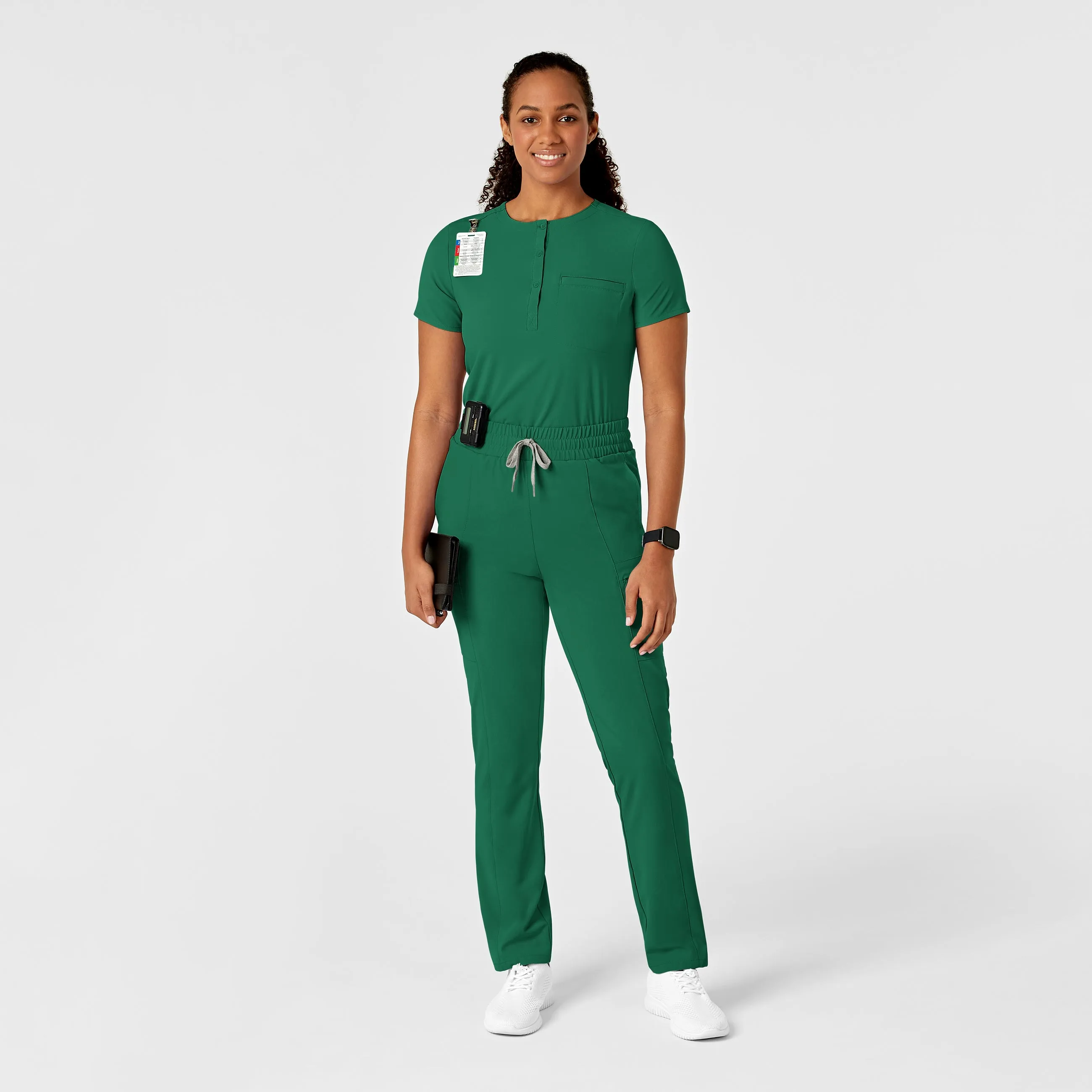 RENEW Women's Mandarin Collar Tuck-In Scrub Top - Hunter