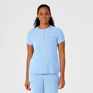 RENEW Women's Mandarin Collar Tuck-In Scrub Top - Powder Blue