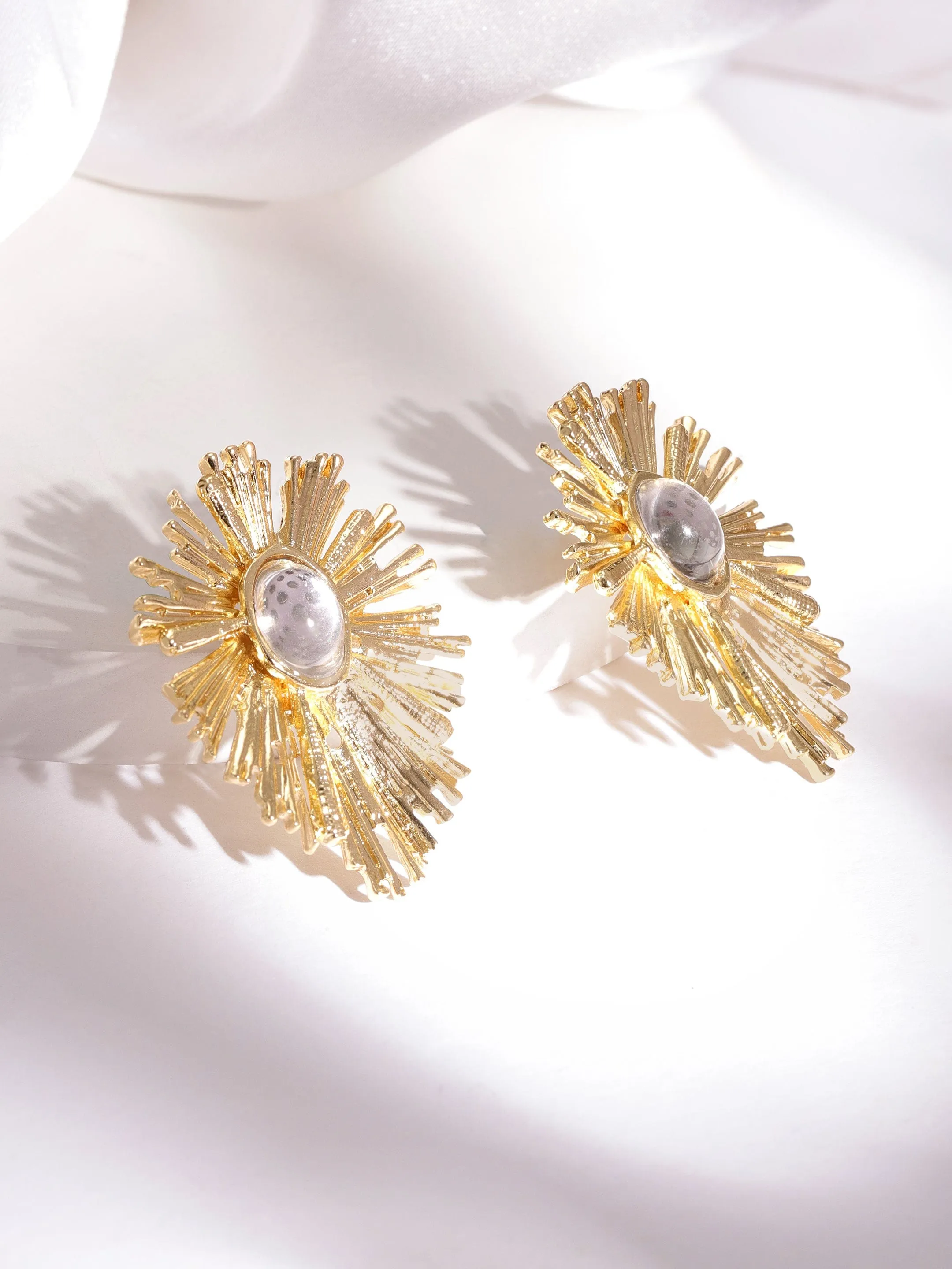 Rubans Voguish Gold-Plated Floral Drop Earrings