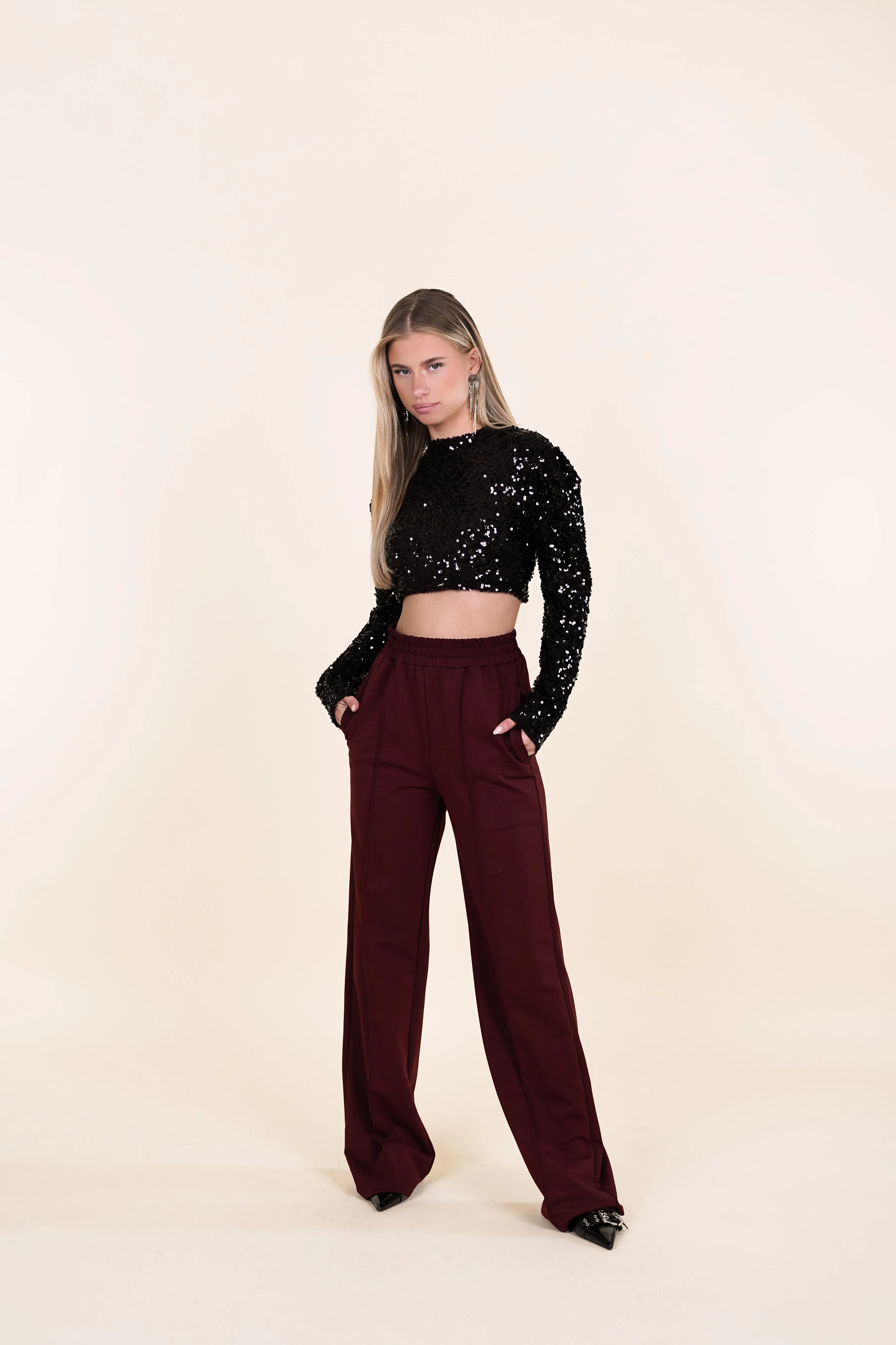Straight leg jogger burgundy - Xio