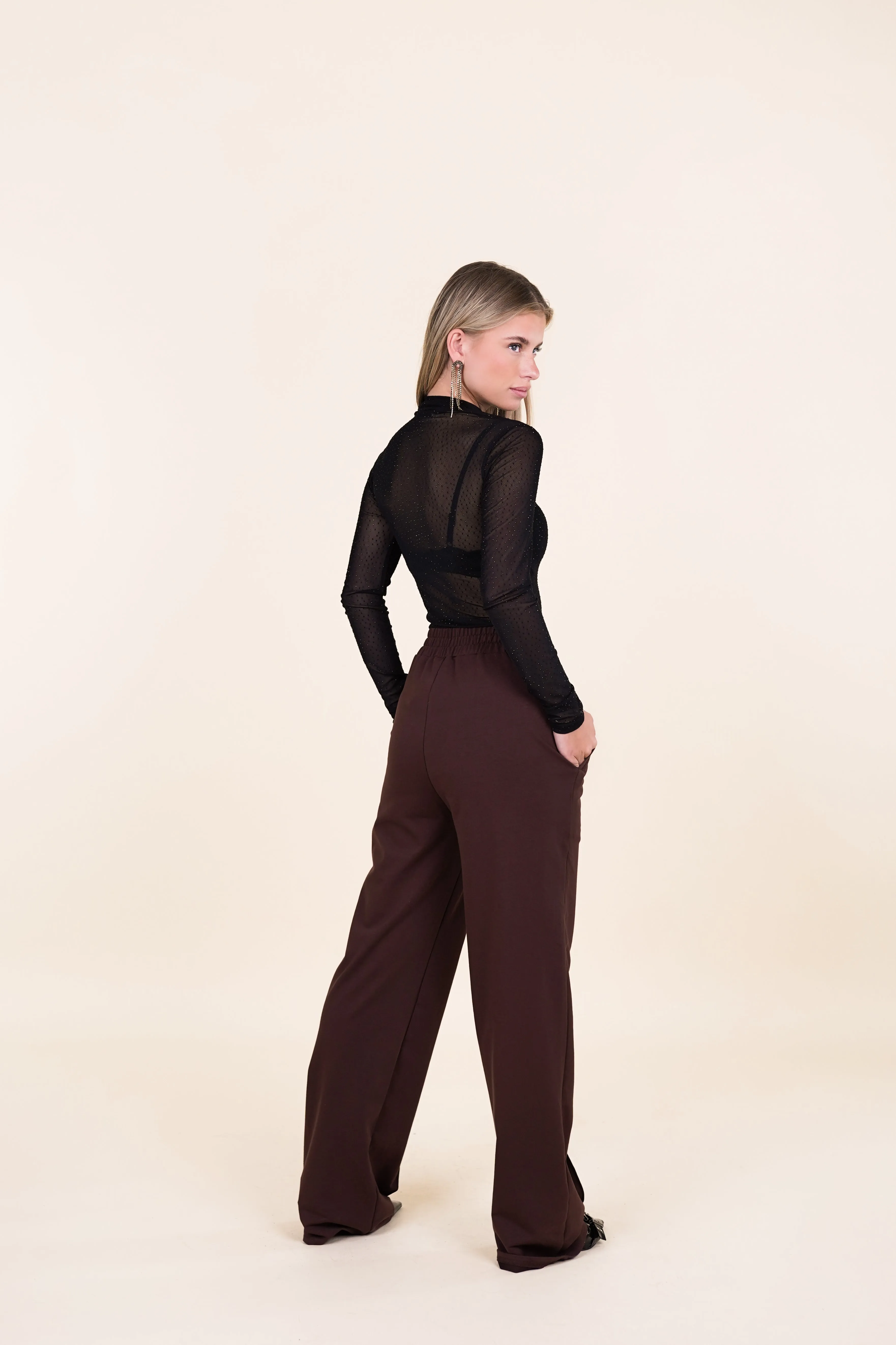 Straight leg jogger donker bruin - Xio