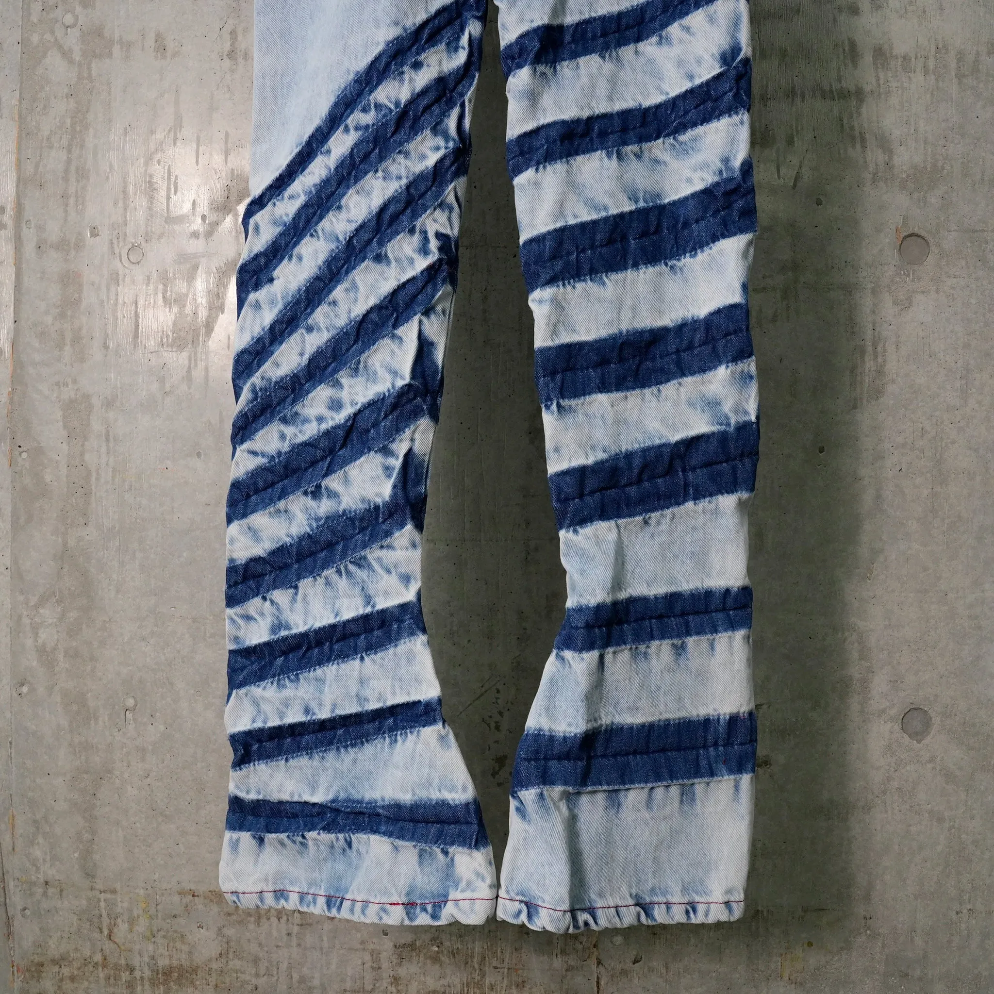 STRIPE  BIAS CUT BELL BOTTOM / BLUE