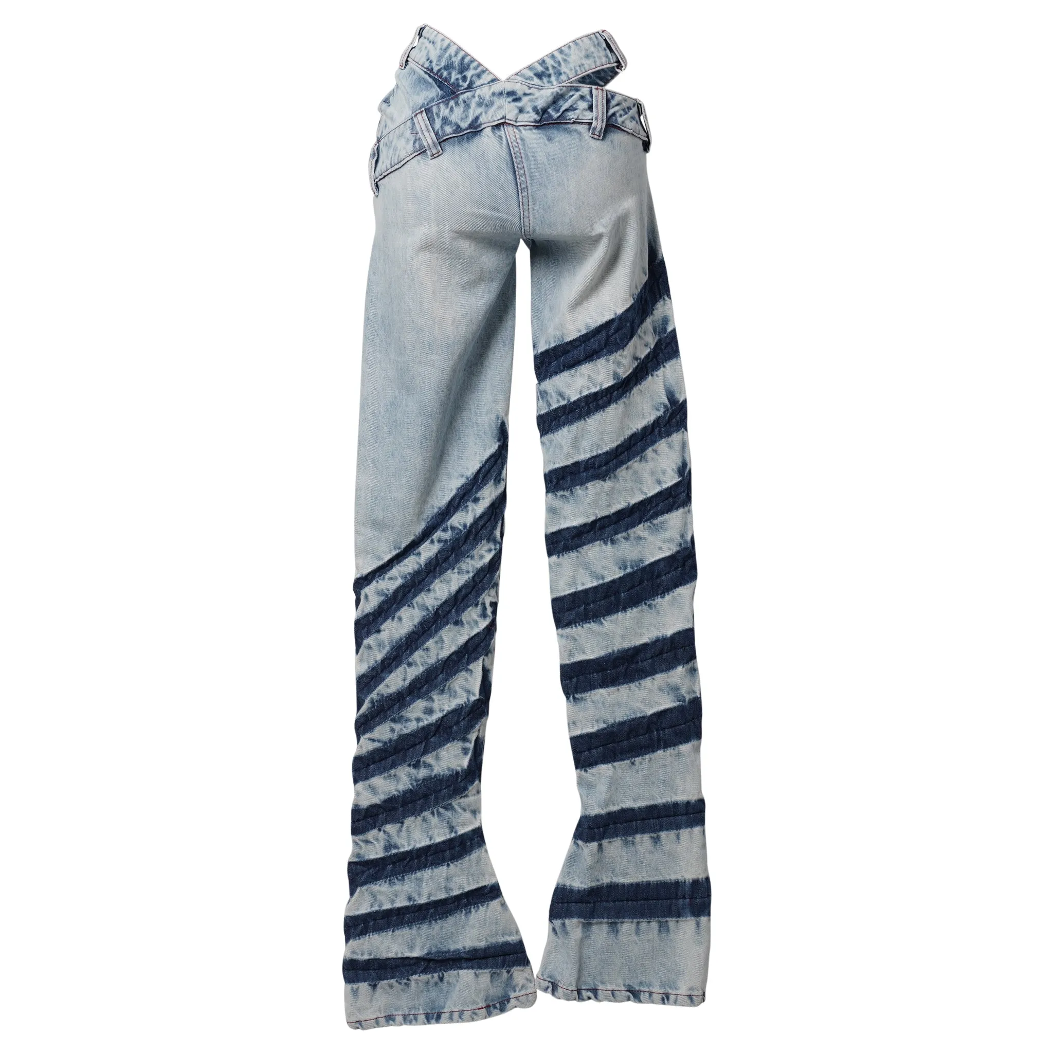 STRIPE  BIAS CUT BELL BOTTOM / BLUE