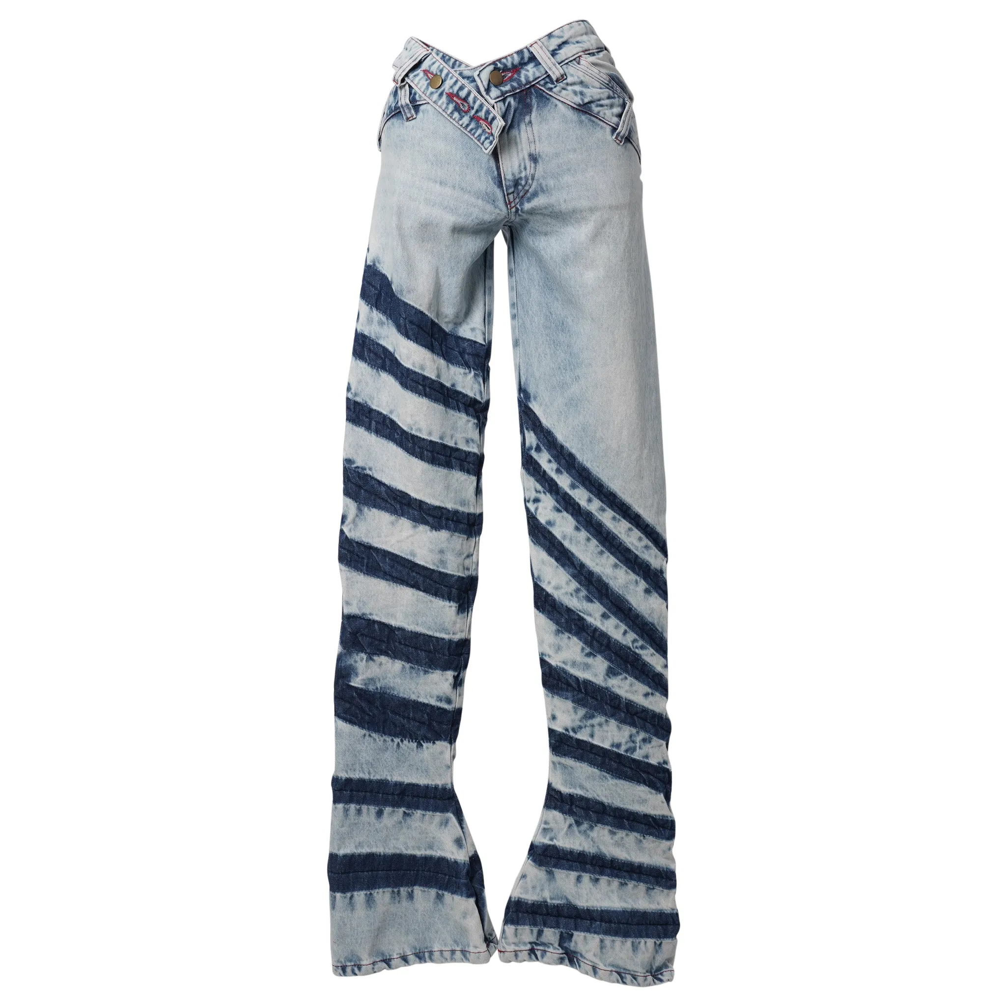 STRIPE  BIAS CUT BELL BOTTOM / BLUE