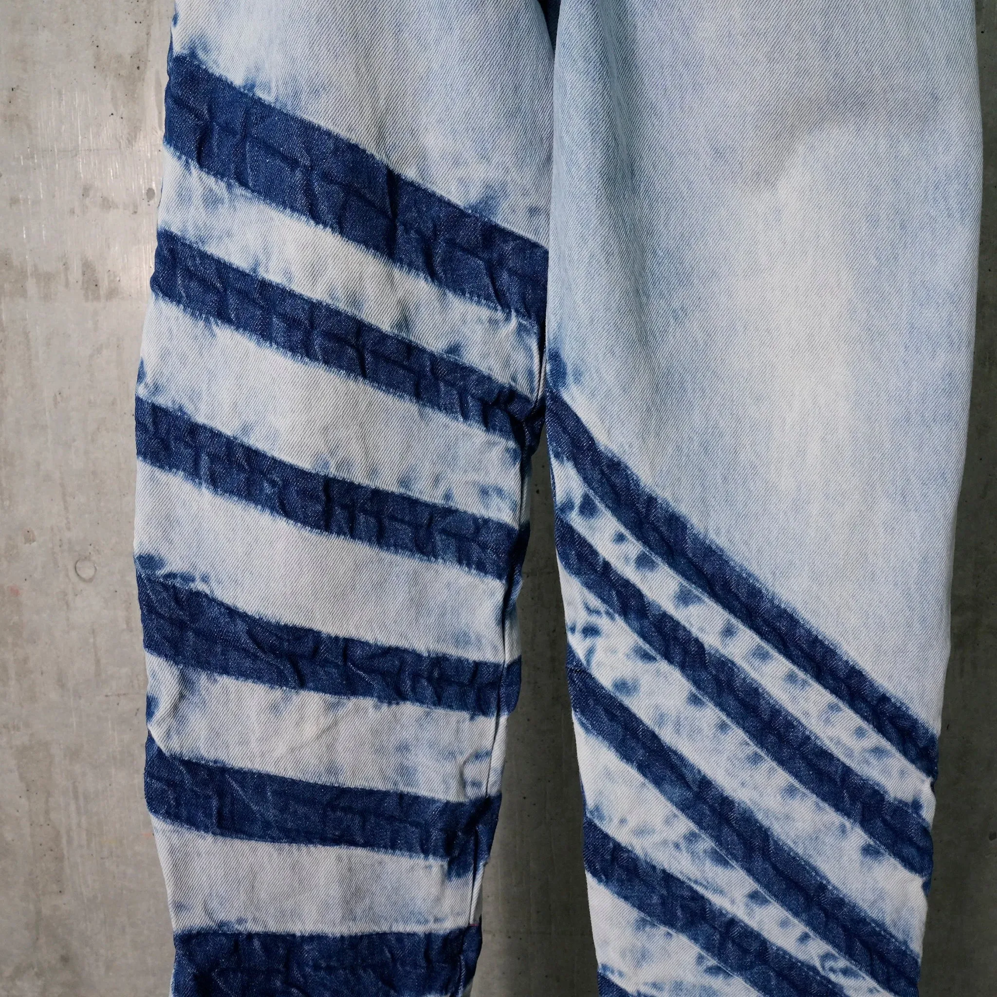 STRIPE  BIAS CUT BELL BOTTOM / BLUE