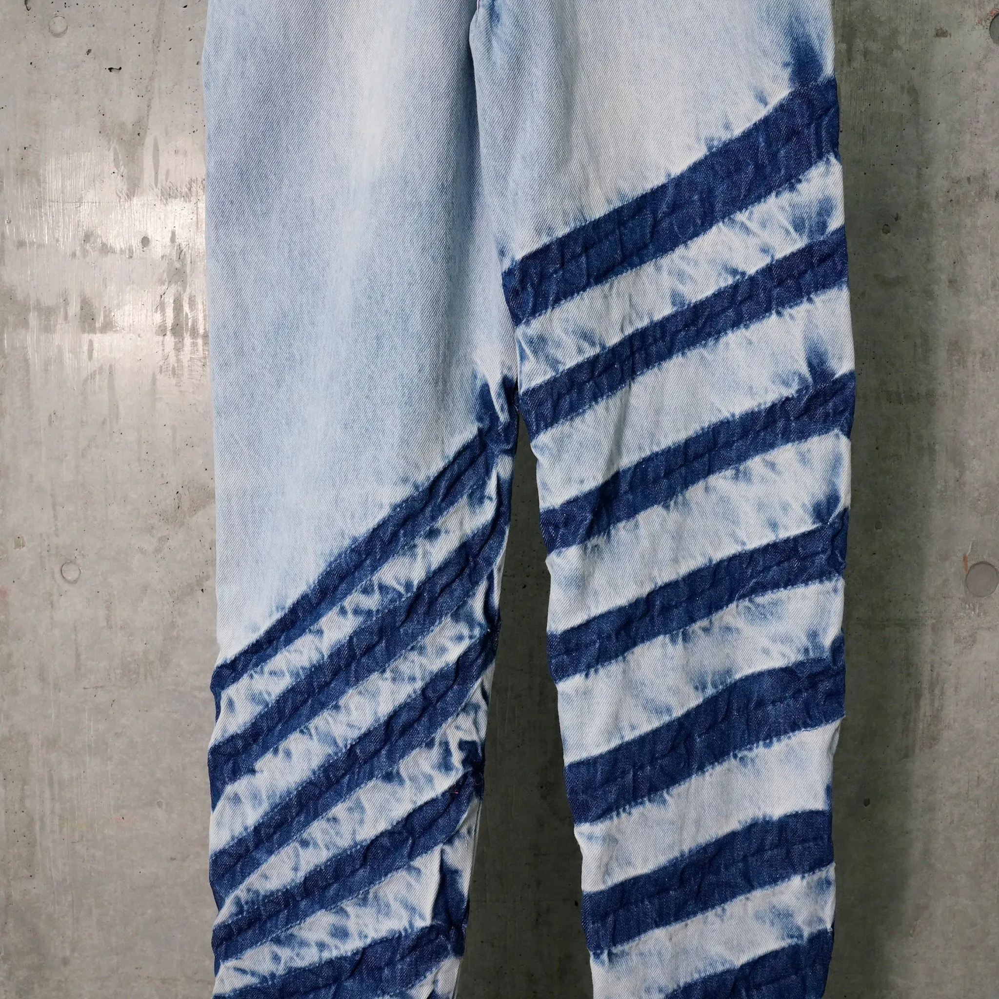 STRIPE  BIAS CUT BELL BOTTOM / BLUE